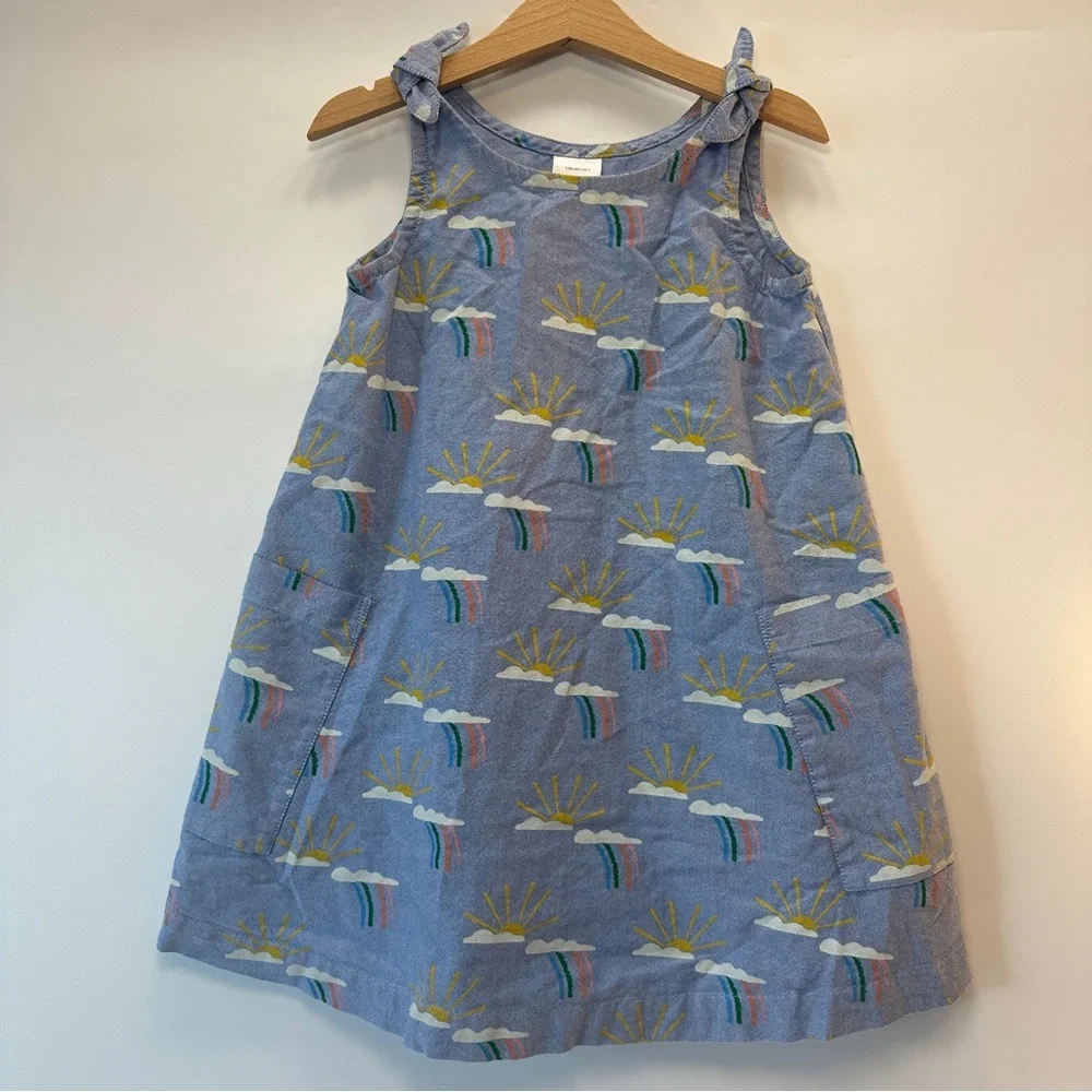 Hanna Andersson Rainbows Clouds and Sunshine Pillowcase Tie Tank Cotton Dress  5
